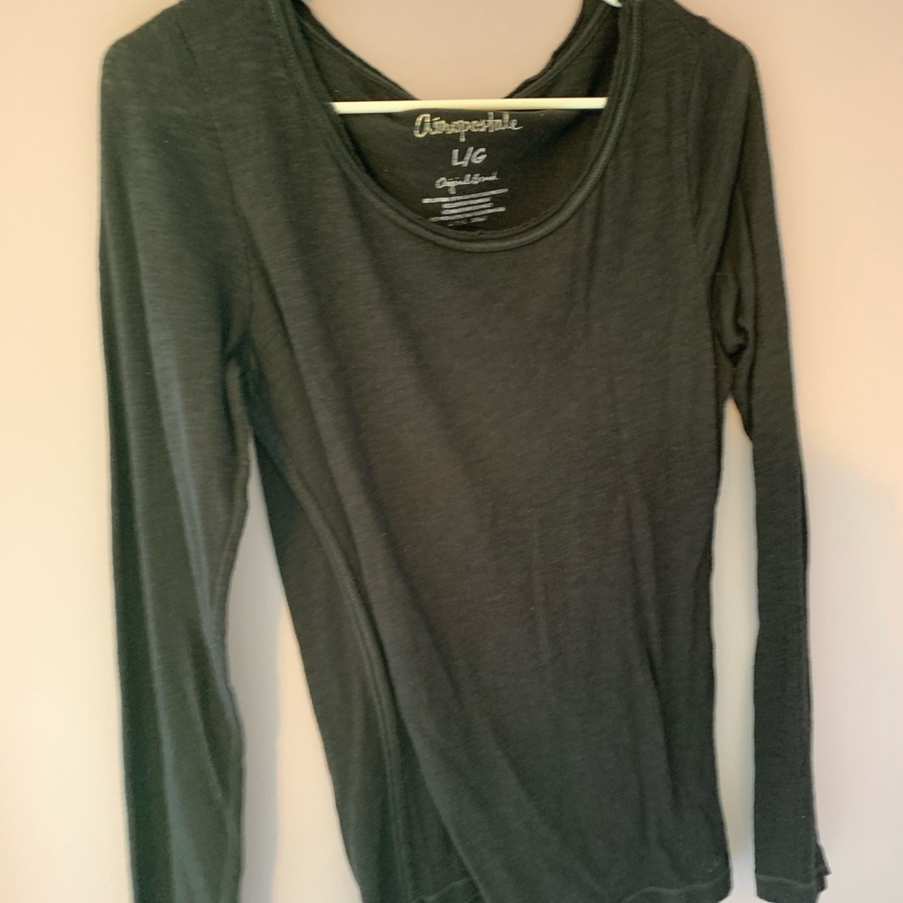 black long sleeve shirt.